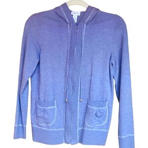 Zenergy by Chico's Periwinkle Cashmere Blend Hoodie Metallic Trim Size 0